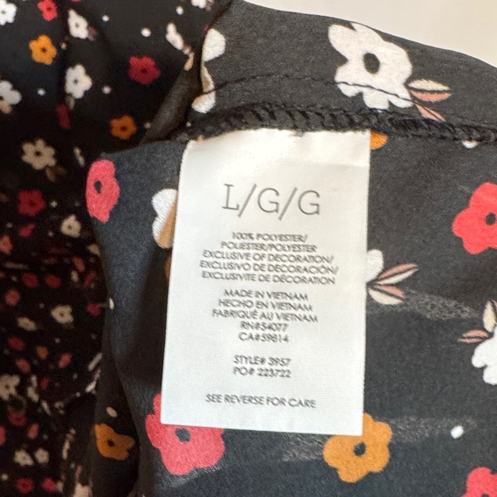 CAbi Black Floral Blouse with Striped Cuffs - Picture 3 of 6